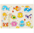 30cm Baby Toys Montessori Wooden Puzzle Hand Grab Board Educational Wood Puzzles for Kids Cartoon Animal Vehicle Child Gift