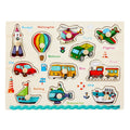 30cm Baby Toys Montessori Wooden Puzzle Hand Grab Board Educational Wood Puzzles for Kids Cartoon Animal Vehicle Child Gift