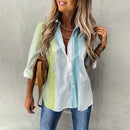 Spring Autumn Ladies Casual Shirt Office Green Blue Loose Tops Women's Long Sleeve Blouse Tops Elegant Button Up Down Shirts