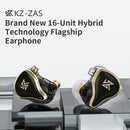 KZ ZAS 16 Units Earphones 7BA+1DD Dynamic hybrid Earbuds HiFi Bass Sport Headset Noise Cancelling in Ear Monitors