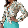 Elegant Office Lady Shirt Stand Collar Single-breasted Floral Print Long Sleeve Blouse 2023 for Spring/Summer blusas para mujer
