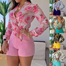 Elegant Office Lady Shirt Stand Collar Single-breasted Floral Print Long Sleeve Blouse 2023 for Spring/Summer blusas para mujer