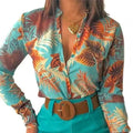 Elegant Office Lady Shirt Stand Collar Single-breasted Floral Print Long Sleeve Blouse 2023 for Spring/Summer blusas para mujer