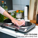 Ovente Electric Double Infrared Burner 7.5 Inch Ceramic Glass Hot Plates Cooktop. 1500W Portable Countertop Stove