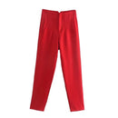 TRAF Ladies Pants Office Wear Black Pink White Pants for Women Fashion High waist Formal Pants Office outfits Pencil Trousers