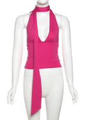 Weird Puss Scarf Tank Tops Women Backless Irregular Summer Trend Hottie Hipster Trend Sexy Wild Classic Streetwear Basic Vest