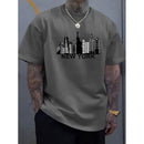 Men's Suit New York PrintingTT-shirt Casual Fashion All-Matching round Neck Half Sleeve