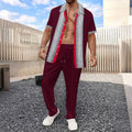 2025 Spring summer autumn winter new trend men's business casual fashion lapel cardigan short sleeve trousers waffle suit