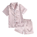 2Pcs Red Satin Pyjamas Kids Sets Boys Girls Solid Silk Children's Pajamas Clothes Toddler Lounge Pjs 2-12T Baby Clothing
