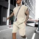 New 2025 Men's Two Pieces Casual Sets for Summer Solid Sleeveless Tops Shirts and Shorts Sets Male Streetwear Tracksuit Sets Men