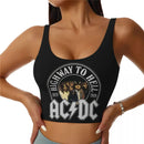 موضة الروك الكلاسيكية AC/DC سترة مثيرة قصة قصيرة توب رياضي نسائي فرقة موسيقى هيفي ميتال رياضة يوغا حمالة صدر مريحة
