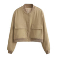 Women Fashion With Pockets Bomber Jacket Coats Vintage Long Sleeve Front Button Casual Female Outerwear Chic Tops
