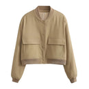 Women Fashion With Pockets Bomber Jacket Coats Vintage Long Sleeve Front Button Casual Female Outerwear Chic Tops