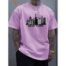 Men's Suit New York PrintingTT-shirt Casual Fashion All-Matching round Neck Half Sleeve