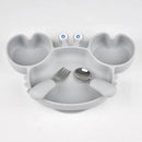 3Pcs/Set Baby Safe Silicone Dining Plate Food Feeding With Spoon Fork Cartoon Children Dishes Prevent Tipping Over And BPA Free