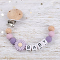 Baby Personalized Name Pacifier Chain Silicone Daisy Dummy Holder Chain For Handmade Wooden Baby Nipple Clips Nursing Chew Toys