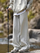 New Side Zipper Baggy Sweatpants For Men Autumn High Street Outdoor Straight Trousers Techwear Casual Drawstring Hiking Pants