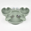 3Pcs/Set Baby Safe Silicone Dining Plate Food Feeding With Spoon Fork Cartoon Children Dishes Prevent Tipping Over And BPA Free
