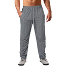 New Men's Cotton Linen Trousers Design Vertical Stripes Breathable Pants Casual Baggy Elastic Waist Straight Leg Sweatpants