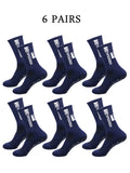 6 pairs of football socks, men's and women's mid length anti slip training socks, thickened professional sports socks