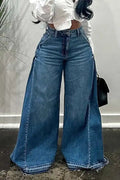 Vintage American Style Wide Leg Jeans Spliced Or Length Bell Bottom Fringebell-Bottom Pants For Men And Women