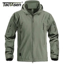 TACVASEN Men's Working Outdoors Jacket Warm Fleece Lined Hooded Coat Waterproof Soft-shell Multiple Zippered Pockets Jacket