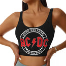 موضة الروك الكلاسيكية AC/DC سترة مثيرة قصة قصيرة توب رياضي نسائي فرقة موسيقى هيفي ميتال رياضة يوغا حمالة صدر مريحة
