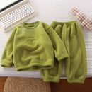 Winter Flannel Kids Sets Solid Warm Children Pajamas Sets Homewear Two-piece Set  for Baby Boys Girls Kids Boutique Clothes