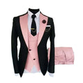 Men Suits 3 Pieces Tailored Best Man Groom Wedding Tuxedo Slim Fit Jacquard Two-color Blazer Jacket  Vest Pants Tuxedo Clothing