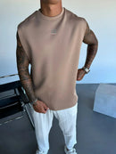 2025 Men's casual sleeveless crewneck suit, summer fashion all-match wide-leg pants trend sports street T-shirt two-piece set