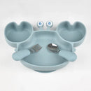 3Pcs/Set Baby Safe Silicone Dining Plate Food Feeding With Spoon Fork Cartoon Children Dishes Prevent Tipping Over And BPA Free