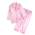 2Pcs Red Satin Pyjamas Kids Sets Boys Girls Solid Silk Children's Pajamas Clothes Toddler Lounge Pjs 2-12T Baby Clothing