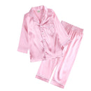 2Pcs Red Satin Pyjamas Kids Sets Boys Girls Solid Silk Children's Pajamas Clothes Toddler Lounge Pjs 2-12T Baby Clothing