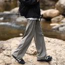 New Side Zipper Baggy Sweatpants For Men Autumn High Street Outdoor Straight Trousers Techwear Casual Drawstring Hiking Pants