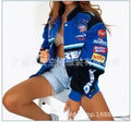 Autumn Varsity Jacket Long Sleeve Motorcycle Jacket Racing Baseball Jacket Women Y2k Printed Casual Loose Coat Single-breasted
