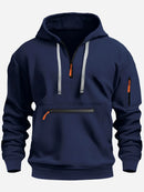 2024 Men's Hooded Sweater Leisure Sports Pullover Retro Harajuku Long Sleeve Zipper Multi-pocket Casual Loose Coat Street Wear