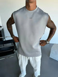 2025 Men's casual sleeveless crewneck suit, summer fashion all-match wide-leg pants trend sports street T-shirt two-piece set