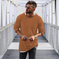 2023 Spring Men's Casual Solid Color Fashion Knitted Shirt O Neck Long Sleeve Knit Pullover Loose Soft Sweater Coats Men Tops