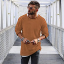 2023 Spring Men's Casual Solid Color Fashion Knitted Shirt O Neck Long Sleeve Knit Pullover Loose Soft Sweater Coats Men Tops
