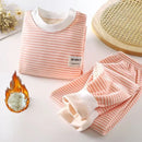 New striped plush warm children's clothing set for boys and girls pajamas clothing pants autumn and winter pajamas 0-5 years old