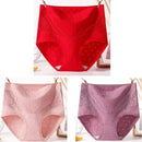 3pcs Cotton Women Panties Lady Plus Size Underwear Lace High Waist Briefs Breathable Solid Color Female Lingerie