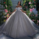 LORIE Shiny Glitter Princess Wedding Dresses A Line Off The Shoulder Bride Dress Sweetheart Neck Dubai Wedding Gowns Customized