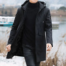 2024 New Plus Size Men's Winter Warm Jacket Fleece Parka Coat Black Hooded Windbreaker Outwear Fleec Jacket Long Parkas 8XL