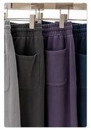 380g Men's Plus Size 100% Cotton Acid-Washed Casual Long Pants Jogger Sports Trousers Male High Quality Retro washing Sweatpant