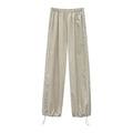 Y2K Baggy Cargo For Women Drawstring Elastic Low Waist Parachute Sweatpants Loose Hippie Pants Trousers