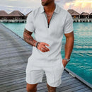 2025 Trend Men Streetwear Fashion Half Zip Polo Shirts+shorts 2 PCS Sets Men's 3D Digital Print Casual Suit New Male Tracksuits