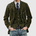2025 Autumn Winter Men's Coat Jackets Corduroy Casual Suits With Shoulder Pads Fashion Lapel Long-Sleeved Solid Jacket Models