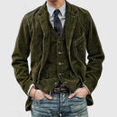 2025 Autumn Winter Men's Coat Jackets Corduroy Casual Suits With Shoulder Pads Fashion Lapel Long-Sleeved Solid Jacket Models