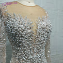 Elegant Long Sleeve Evening Dress for Women 2025 O-Neck Mermaid Wedding Party Luxury Beaded  Formal