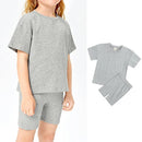 2024 Teenage Girls Summer Sport Outfits Solid Cotton Breathable Kids Clothes Children Korean Lounge Tracksuit Kids Sport Suit